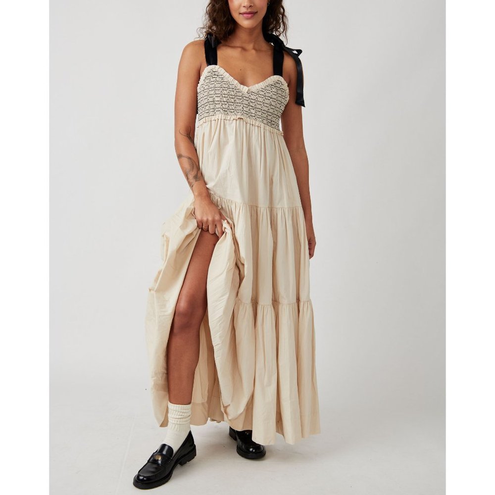 FREE PEOPLE Bluebell Solid Maxi Dress / Vacation Sand - Picture 8 of 13